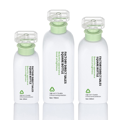 Botella plástica del gel de la ducha de la loción del lavado del cuerpo de 300ml 500ml 700ml del verde de la extensión de encargo recargable del pelo