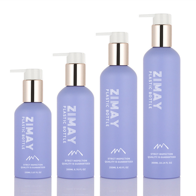 Estilo amistoso del ANIMAL DOMÉSTICO 150ml 200ml 250ml 8 onzas de Eco el nuevo heló la botella violeta de la prensa de la bomba del oro del gel de la ducha de la loción del lavado del cuerpo