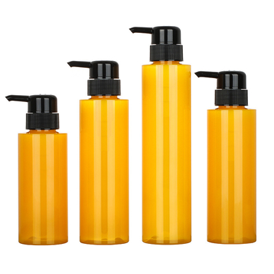 Color amarillo modificado para requisitos particulares del cilindro de la botella del champú de la bomba de la loción del ANIMAL DOMÉSTICO redondo