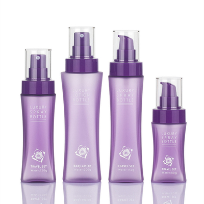Botella cosmética de la loción de la ronda de Matte Purple Clear Plastic Frosted con la bomba de prensa