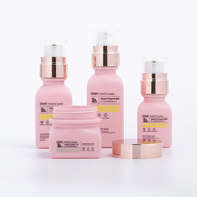 Las botellas plásticas por encargo fijadas para el skincare cosmético sacuden el traje de empaquetado