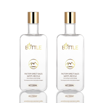 botella PETG transparente Recycable material del casquillo del disco 300ml con la tapa del oro