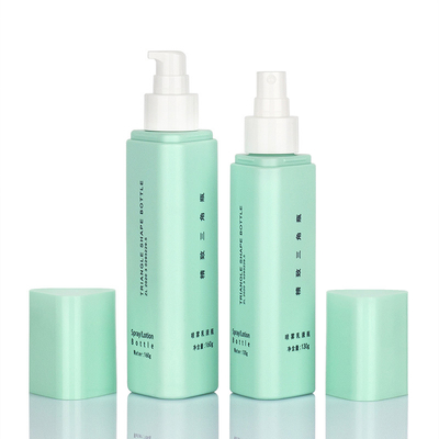 Botella cosmética triangular única Matte Green Frosted Surface del espray 50 ml