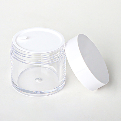 Tarro vacío de encargo de la crema de la parte inferior de la forma redonda de la pared doble clara 15g 20g 30g 80g mini