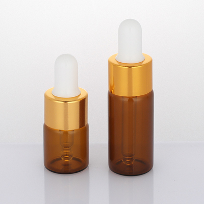 Botella cosmética vacía helada de Amber Dropper Round Face Serum de la botella de 5ml 10ml