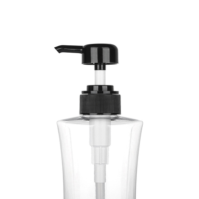 Bomba cosmética del negro de la botella 400ML 600ML de la loción de la ronda transparente del cilindro