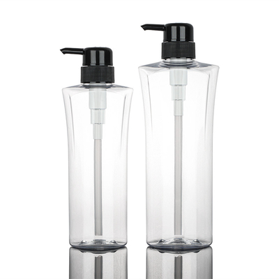 Bomba cosmética del negro de la botella 400ML 600ML de la loción de la ronda transparente del cilindro