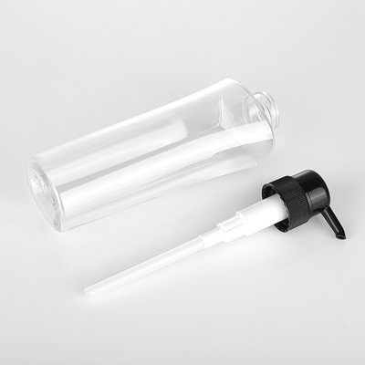 Bomba cosmética del negro de la botella 400ML 600ML de la loción de la ronda transparente del cilindro