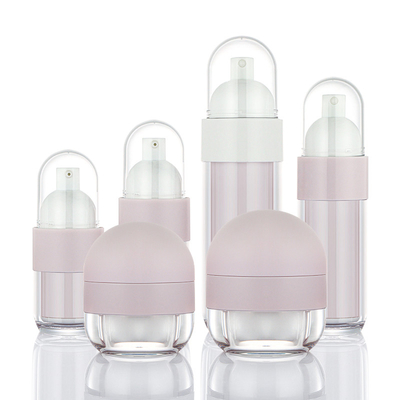 Contenedor vacío para el cuidado de la piel rosa mate, juego de viaje portátil, botella de loción y tarro de crema