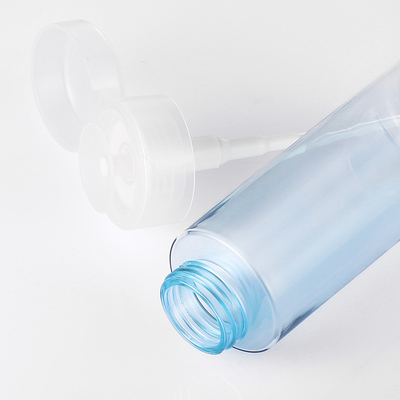 Desmaquillador rosa Envase cosmético Botella vacía Quitaesmalte de uñas azul Bomba de presión Dispensador redondo Tapa abatible