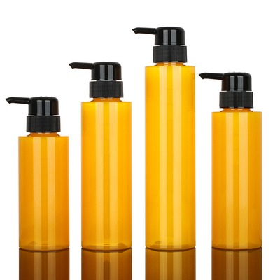 Color amarillo modificado para requisitos particulares del cilindro de la botella del champú de la bomba de la loción del ANIMAL DOMÉSTICO redondo