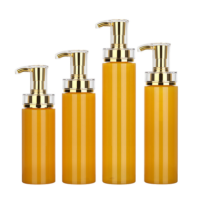 Envase plástico de encargo del gel de ducha del champú de la botella de la loción del cuerpo del animal doméstico con la bomba 350ml del oro
