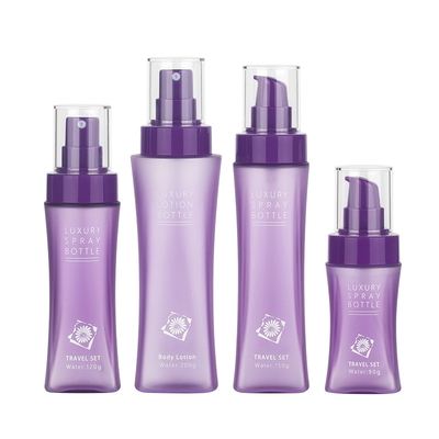 Botella cosmética de la loción de la ronda de Matte Purple Clear Plastic Frosted con la bomba de prensa