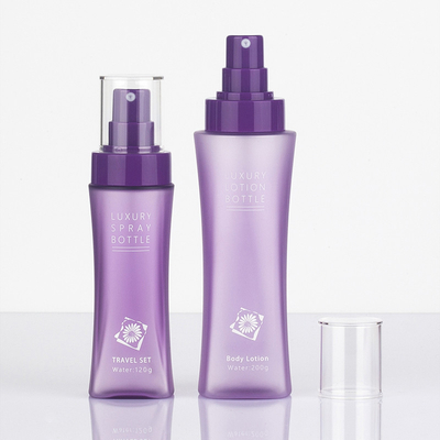 Botella cosmética de la loción de la ronda de Matte Purple Clear Plastic Frosted con la bomba de prensa
