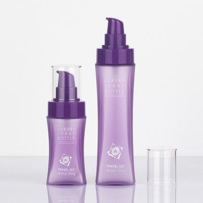 Botella cosmética de la loción de la ronda de Matte Purple Clear Plastic Frosted con la bomba de prensa