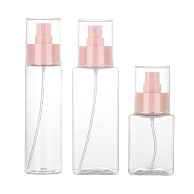 Botella del espray de la bomba del rosa del cuadrado del plástico transparente 120ML para la tinta