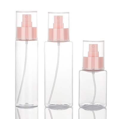 Botella del espray de la bomba del rosa del cuadrado del plástico transparente 120ML para la tinta