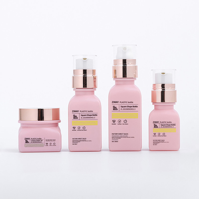 Las botellas plásticas por encargo fijadas para el skincare cosmético sacuden el traje de empaquetado
