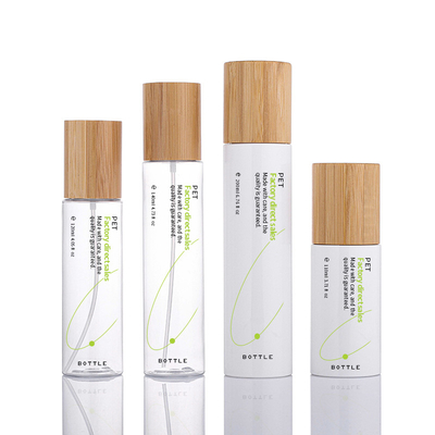 Botellas de empaquetado cosméticas plásticas del champú del ANIMAL DOMÉSTICO amistoso de Eco con la tapa de bambú de la bomba