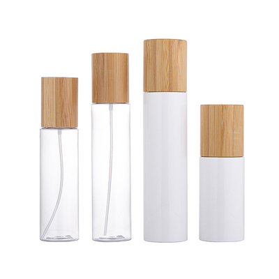 Botellas de empaquetado cosméticas plásticas del champú del ANIMAL DOMÉSTICO amistoso de Eco con la tapa de bambú de la bomba