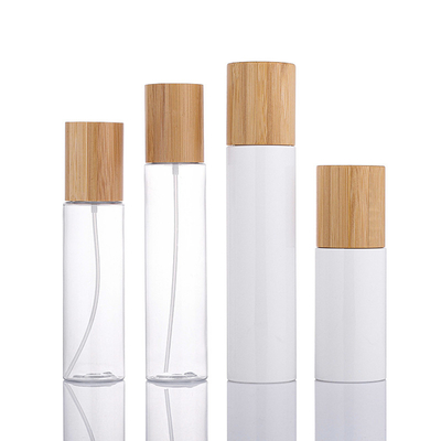 Botellas de empaquetado cosméticas plásticas del champú del ANIMAL DOMÉSTICO amistoso de Eco con la tapa de bambú de la bomba