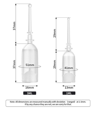 Los frascos transparentes del suero de 2 ml, suero cosmético privado de aire embotellan la impresión de la pantalla