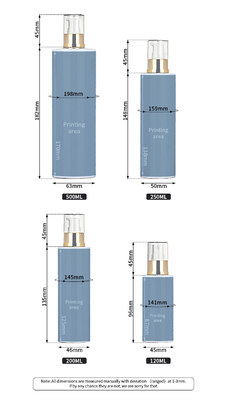 120ml al por mayor 200ml 250ml 500ml alrededor de la botella plástica del top del oro de la loción del espray del cuerpo del atomizador cosmético de la niebla para la limpieza