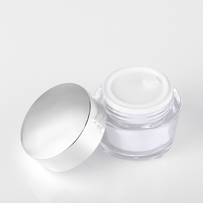 Pote cosmético vacío plástico del tarro de la crema de cara de la mantequilla del cuerpo de la pared doble de acrílico al por mayor de 15g 30g 50g con el labio