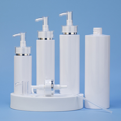 Botella vacía redonda blanca de lujo del champú del HDPE del oro del envase de plástico del gel de la ducha del acondicionador de 250ml 500ml