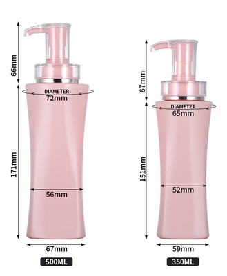 350ml vacío botellas de empaquetado del champú del rosa del envase del gel de la ducha de la loción de lujo del cuerpo de 500 ml