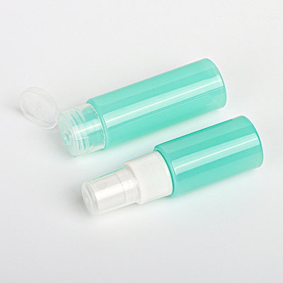 Plástico cosmético del color verde 50ml de botella del espray de la categoría alimenticia con Flip Cap