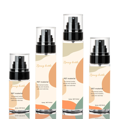 botella vacía del espray del plástico transparente 100ml, botella cilíndrica del espray para los cosméticos