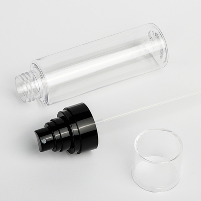 botella vacía del espray del plástico transparente 100ml, botella cilíndrica del espray para los cosméticos