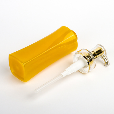 Botellas de empaquetado cosméticas vacías de la loción del champú del cuerpo del oro de la aduana blanca plástica de lujo de encargo de la mantequilla 350ml
