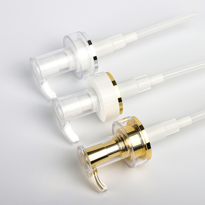 Botellas de empaquetado cosméticas vacías de la loción del champú del cuerpo del oro de la aduana blanca plástica de lujo de encargo de la mantequilla 350ml