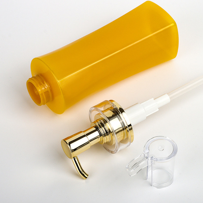 Botellas de empaquetado cosméticas vacías de la loción del champú del cuerpo del oro de la aduana blanca plástica de lujo de encargo de la mantequilla 350ml