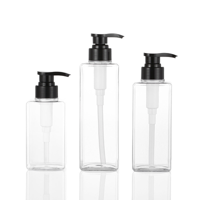 Botellas cuadradas recicladas de la loción del plástico transparente con la bomba 550ml de 44m m