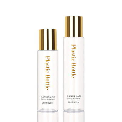 Botella de tinta vacía cosmética plástica de la loción de los envases 120ML 150ML de la tapa del oro
